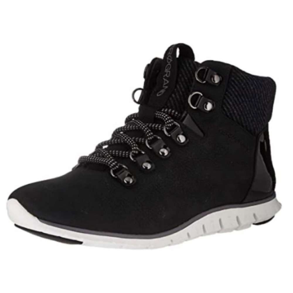 Cole Haan Black and White Hiker-Style Ankle Bootie